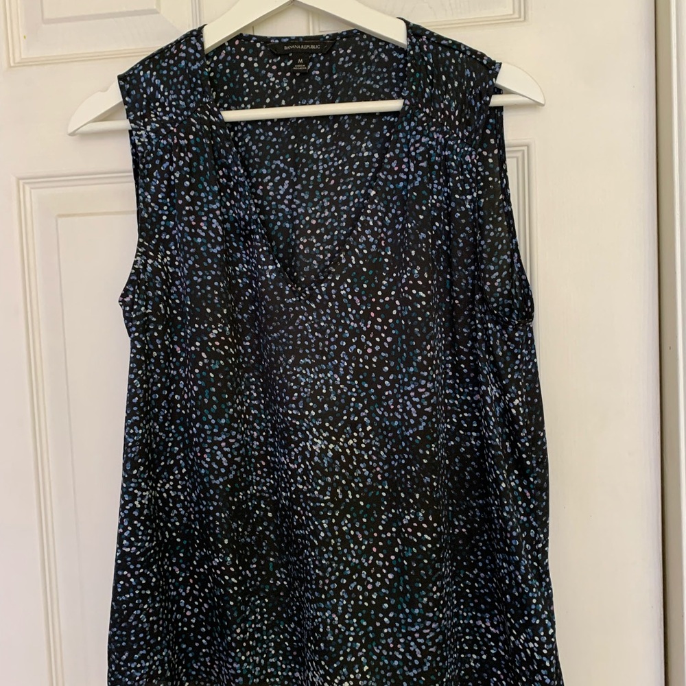 Banana Republic Black and Blue Patterned Blouse